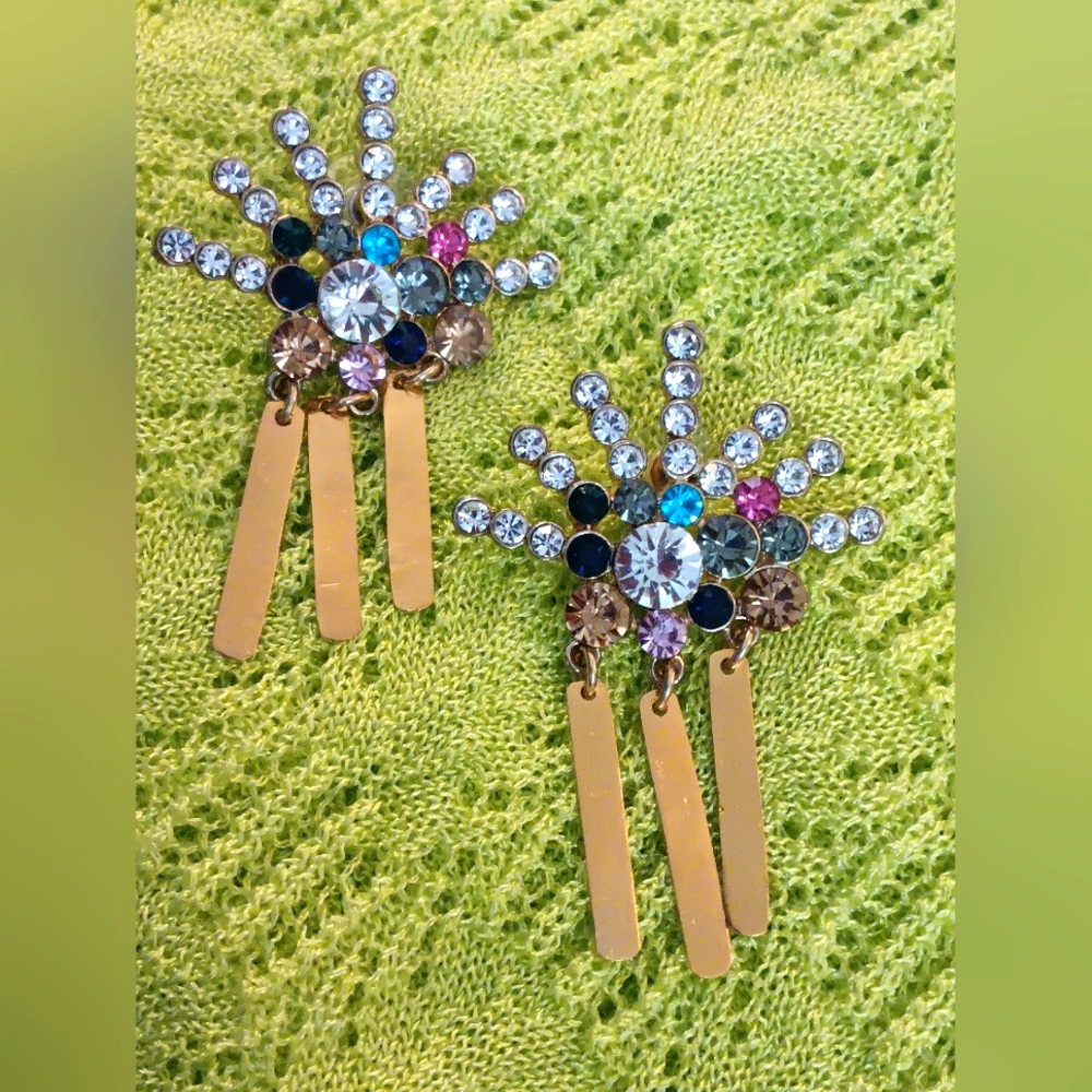 - Neiman Marcus Multicolored Crystals Gold Plated